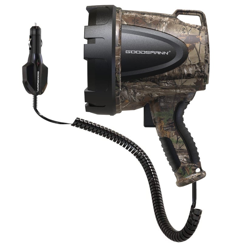 GOODSMANN Spotlight Hunting Camo Portable Handheld Spotlights 1500 Lumen RealtreeÂ® Xtra Halogen Boat Corded 12V Plug-in Spot Light Outdoor with Oxford Bag Tactic Pro H102-01 - Image 1